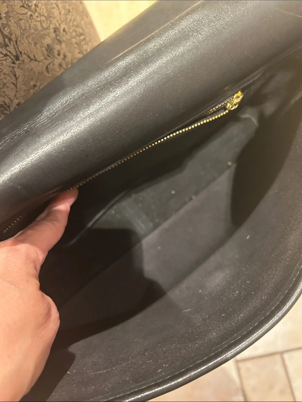 Coach Black Leather Laptop Messenger Bag with Gold Hardware